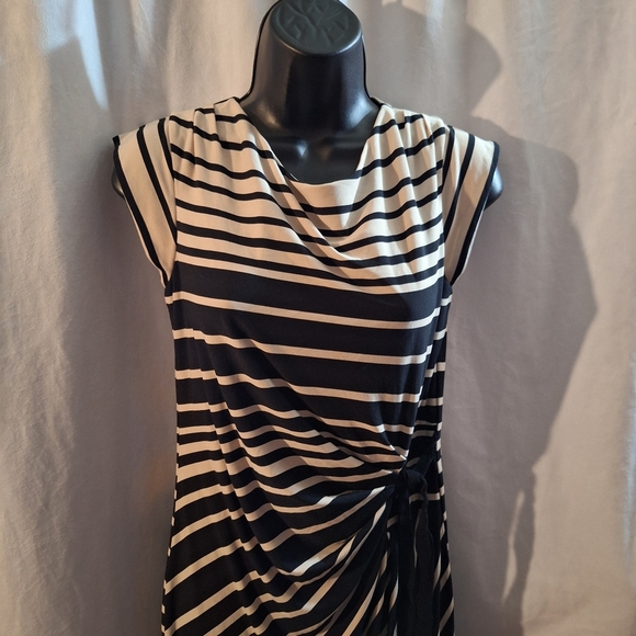 Just...Taylor Black and White Striped Midi Dress - Picture 2 of 6